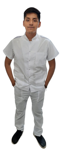 Ambo Hombre Cuello Mao Blanco Con Porta Charretera Hl Ambos Blanco Lisa 54/xxl