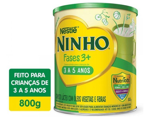 Composto Lácteo Ninho Fases 3+ Nestlé 3 A 5 Anos 800g