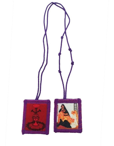 Imagen 2 de 6 de Kit Escapulario Morado Pequeño + Cruz Del Perdón