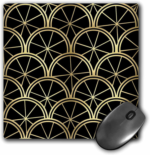 Mouse Pad Art Deco Negro Dorado 8 X 8 Pulgadas