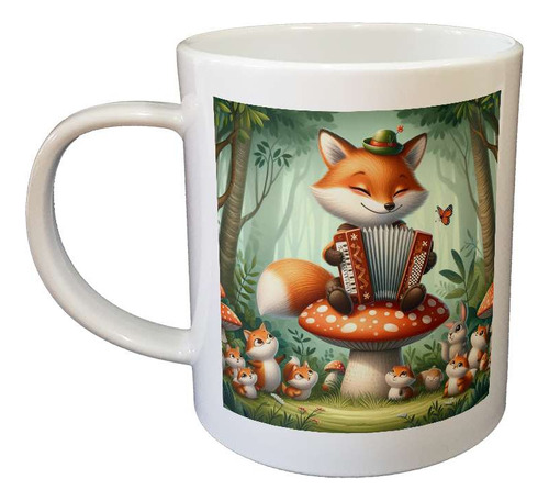 Taza Plastico Zorro Tocando El Acordeon Bosque M1