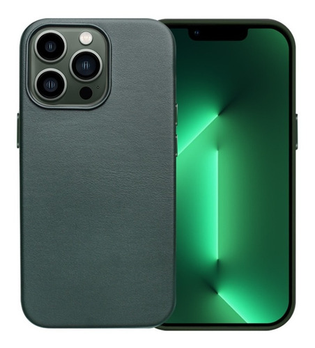 Funda magnética de piel para iPhone14/Pro/Promax, color verde