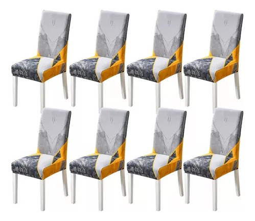 8 Pzs Funda Silla Elástica Cubre Asiento Protectora Comedor