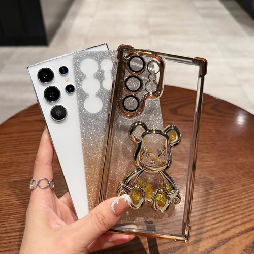 Funda De Oso Con Brillos Para Samsung Varios Colores Plateado A54
