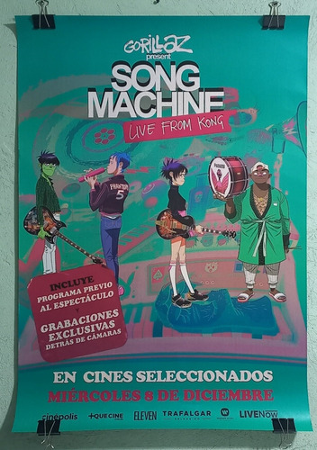 Poster Original De Cine Gorillaz Song Machine Live From Kong (Usado)