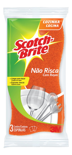 Esponja Scotch-Brite Cozinha Não Risca laranja pacote x 3