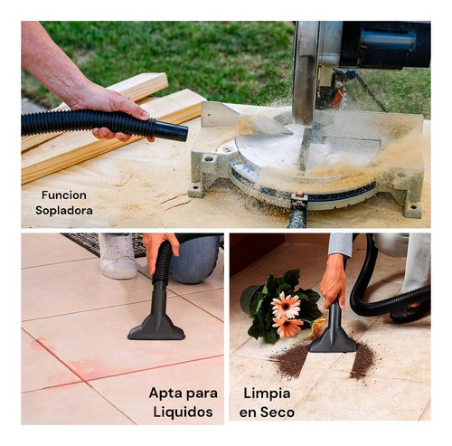 Aspiradora y Sopladora Industrial Shopvac 60 Lts De Tacho Polvo/ Liquido 1800w Alto Rendimiento