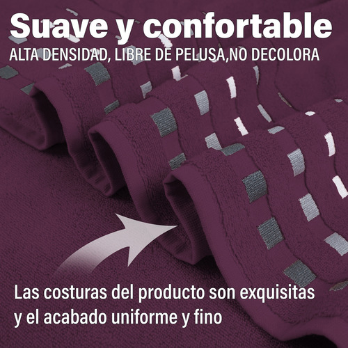 Toalla Zantelo La Perla Baño Completo Alberca 100% Algodón Egipcio Suave Color Morado Liso