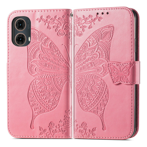 Funda Tipo Cartera Emboss Butterfly Para Motorola Con Tapa