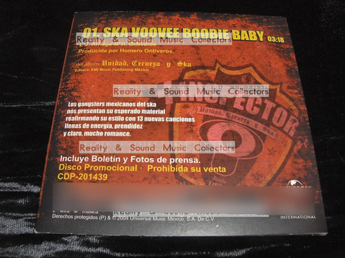 Inspector Ska Voovee Boobie Baby Cd Single De Coleccion (Usado)