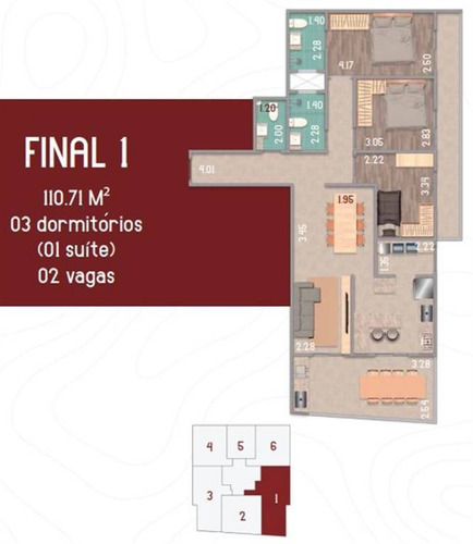 Imagem 3 de 3 de Apartamento, 3 Dorms Com 110.7 M² - Balneario Flórida - Praia Grande - Ref.: Gal1 - Gal1