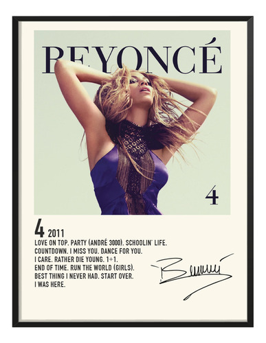 Poster Beyonce Album Music Tracklist Exitos Cuatro 80x40