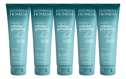 5 Shampoo Bio Extratus Homem Cabelos Grisalhos 250ml Sem Sal