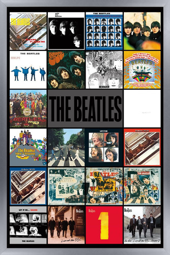 Póster The Beatles 61 X 91 Cm Enmarcado Plata