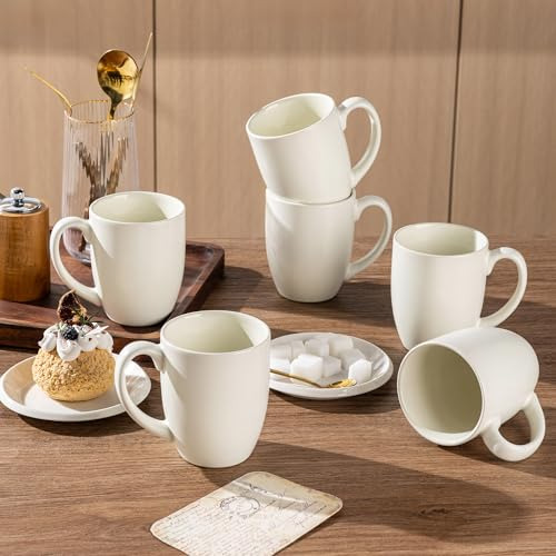 Set 6 Tazas Café 473 Ml Cerámica Asa Aptas Lavavajillas