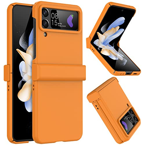 Funda Para Galaxy Z Flip 4 Naranja Duro Pc Back And Tpu-02