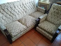 Comprar Juego De Living Estilo Colonial En Roble Y Gobelino