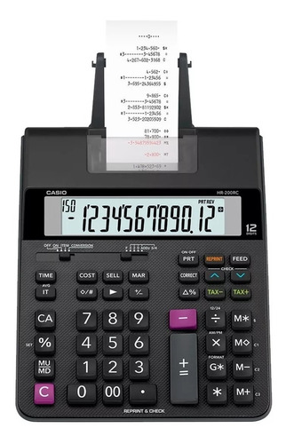 Imagen 2 de 7 de Calculadora Con Impresor Casio Sumadora Hr-200rc