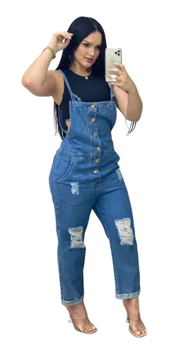 Macacão calça hotsell jeans rasgado
