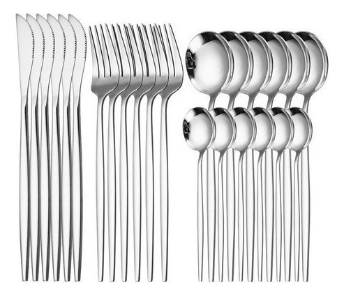 Juego De Cubiertos De Acero Inoxidable Mate 24 Set