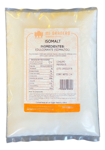 Isomalt Sustituto Azúcar Caramelo 1 Kilo