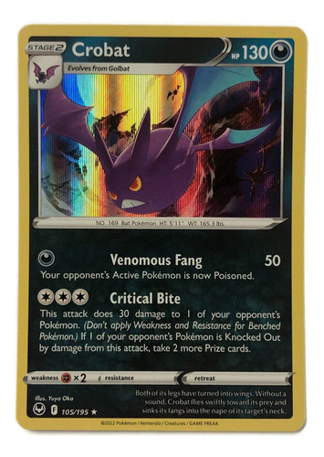 Pokémon Tcg Crobat 105/195 Silver Tempest 2022 Holo Estrella