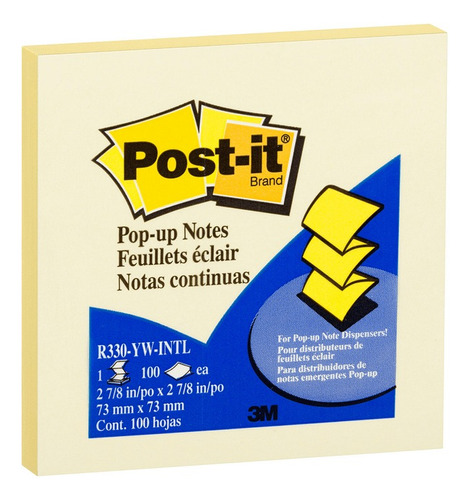 Nota Adhesiva Pop Up 3m Post-it 73x73mm 100 Hojas Pack 3 Un