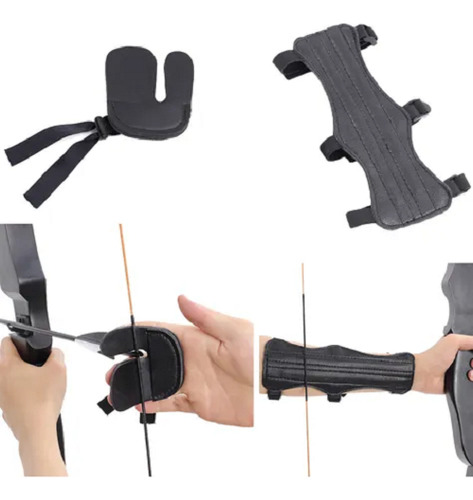 Aparejo Protección Brazo +protector Dedos Tiro Arco Y Flecha