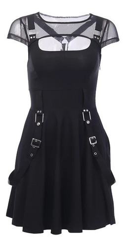 Vestido Negro Dama Gotico Grunge Casual  