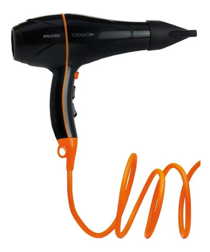 Secador De Cabelo Tornado 2200w Preto E Laranja Mallory 220v