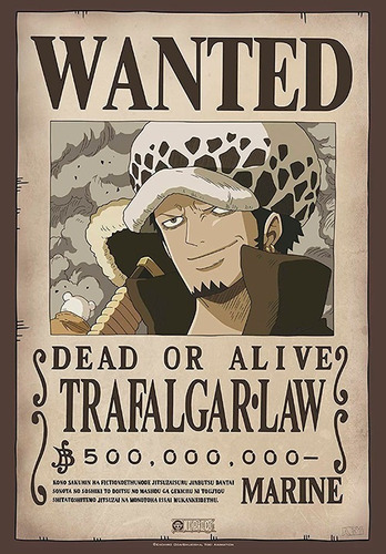 Trafalgar Law 500k Wanted Jolly Roger One Piece Pirata Heart