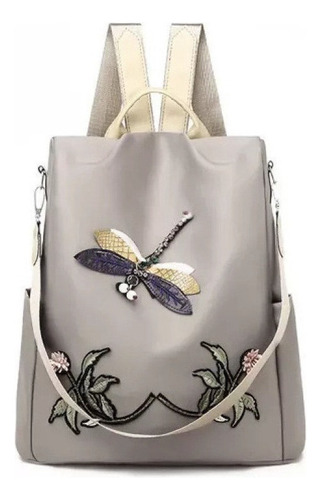 Mochila De Mujer Impermeable Antirrobo De Tela Oxford Color Caqui