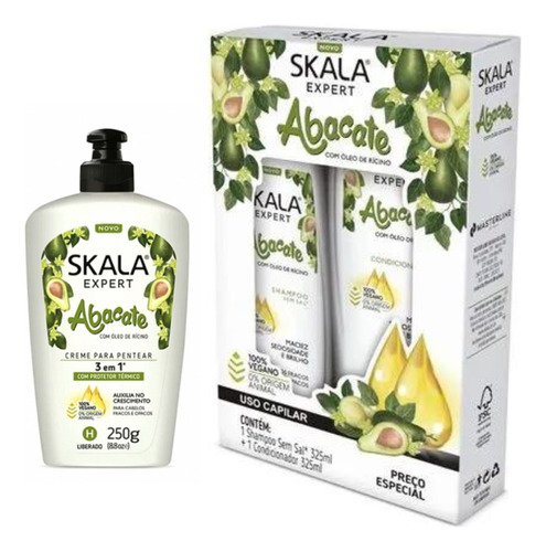 Kit Skala Shampoo Y Acondicionador + Crema De Peinar 3 En 1