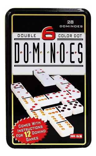 Domino Chancho 6 Caja Metálica 28 Fichas Alta Calidad