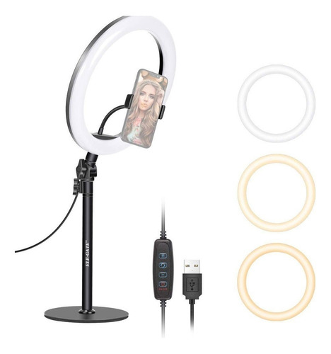 Aro Luz Anillo Led Tapa Mesa Usb 10 Pulgadas Cambio De Luz