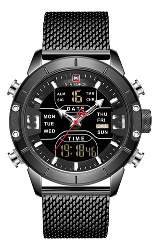 Reloj Naviforce Digital 9153-bb Para Hombre De Acero Inoxida