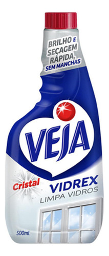 Veja Vidrex Cristal Limpa Vidros Refil 500ml Kit 5