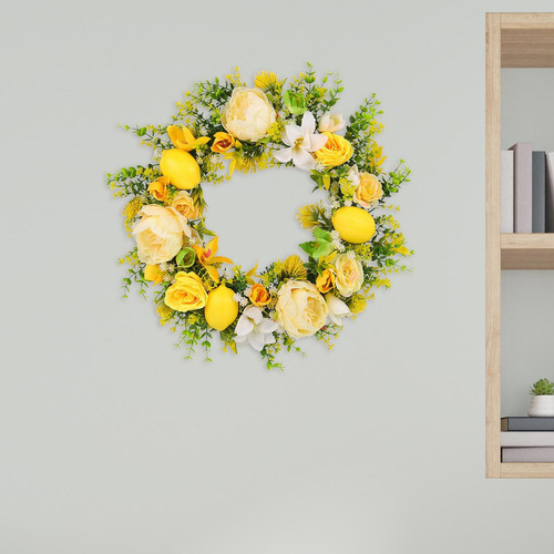 Coroa De Flores De Porta Frontal De 45 Cm, Realista Para Ext