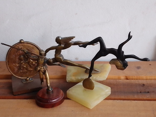 Lote Antiguos Adornos Trofeos Figuras Bronce Decoración 
