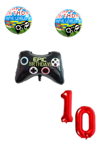 Globos Feliz Cumple Joystick Gammer Play Videojuegos Azul Nro.7