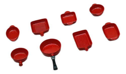 Accesorios De Cocina Para Casa De Muñecas En Rojo