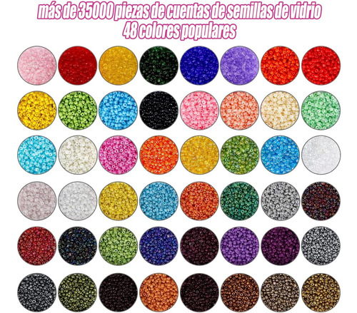Set 3500 Cuentas De 2mm Chaquiras Kit Fabricación De Joyas