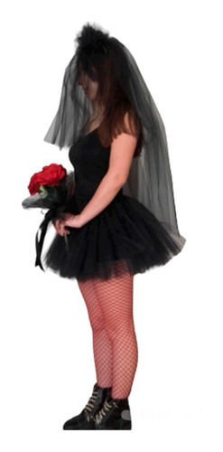 Combo Disfraz Novia Halloween Velo + Tutu +´media Red 