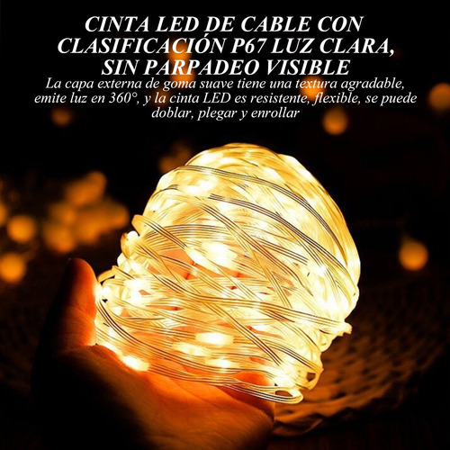 Tira De Luces Led Para Camping, Recargable, Impermeable,10m