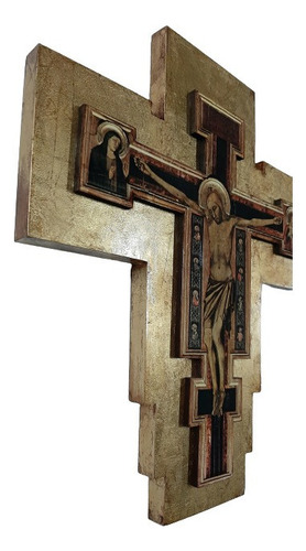 Crucifijo De Giotto - Dorado A La Hoja - 37 X 40 Cm -