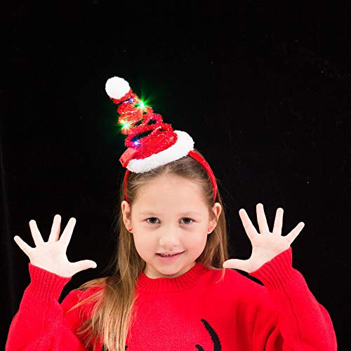 Diadema Para Fiesta Diseño Navideño 3d Con Luz Led 2 Pzas Multicolor
