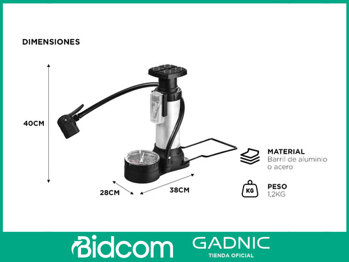 Bomba De Pie Gadnic Alta Presión 180 Psi Universal