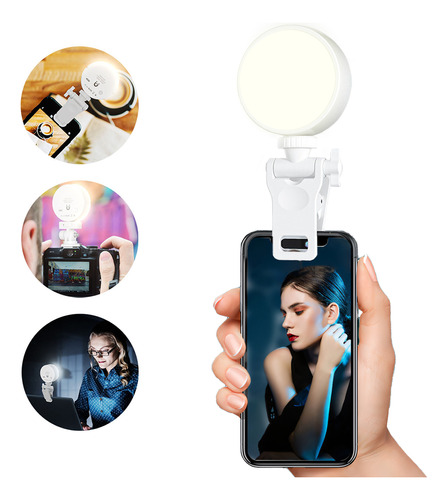 Aro De Luz Para Celular Ajustable Selfie Recargable C/pinza