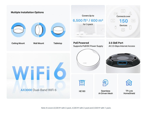 Sistema Deco Tp-link X50 Poe Pack De 3 Unidades Wifi 6 Mesh