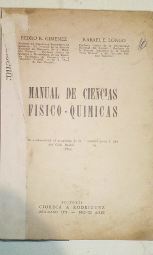  Manual De Ciencias Fisico Quimicas - Gimenez  Longo